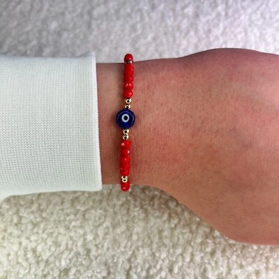 Rotes Böses Auge Armband Nazar, Mal De Ojo Perlenarmband, Boncuk Perlenarmband - Bild 1 von 4