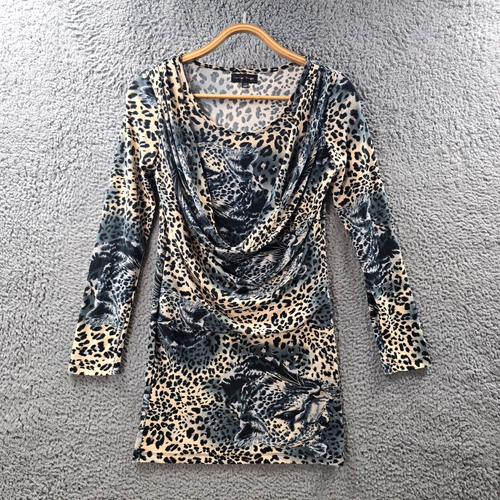 Caroline Morgan Womens Bodycon Dress Size S Beige Black Grey Animal Print