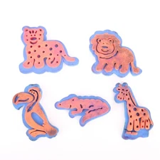 5 Animal Stamps Giraffe Lion Crocodile Cheetah Toucan