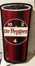 LED Sign -Dr. Pepper-Cup w/ Iconic 10,2,4 Logo - Great for Man Cave - SHE SHED -