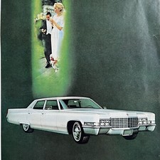 Vintage 1969 Cadillac Fleetwood Brougham Silver Advertisement Voyeaur Wedding