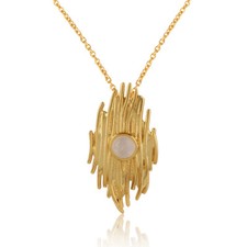 Handmade 18k Gold Plated 925 Silver Designer Moonstone Chain Necklace Jewelry