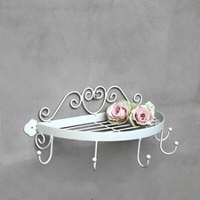 Vintage Metall Wandregal Rund Weiß Hängeregal Landhaus Küchenregal Badregal  