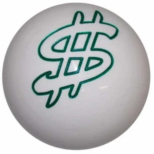 White Dollar Sign Shift Knob #E-DLR-WHT (1/2"-13 female threads)