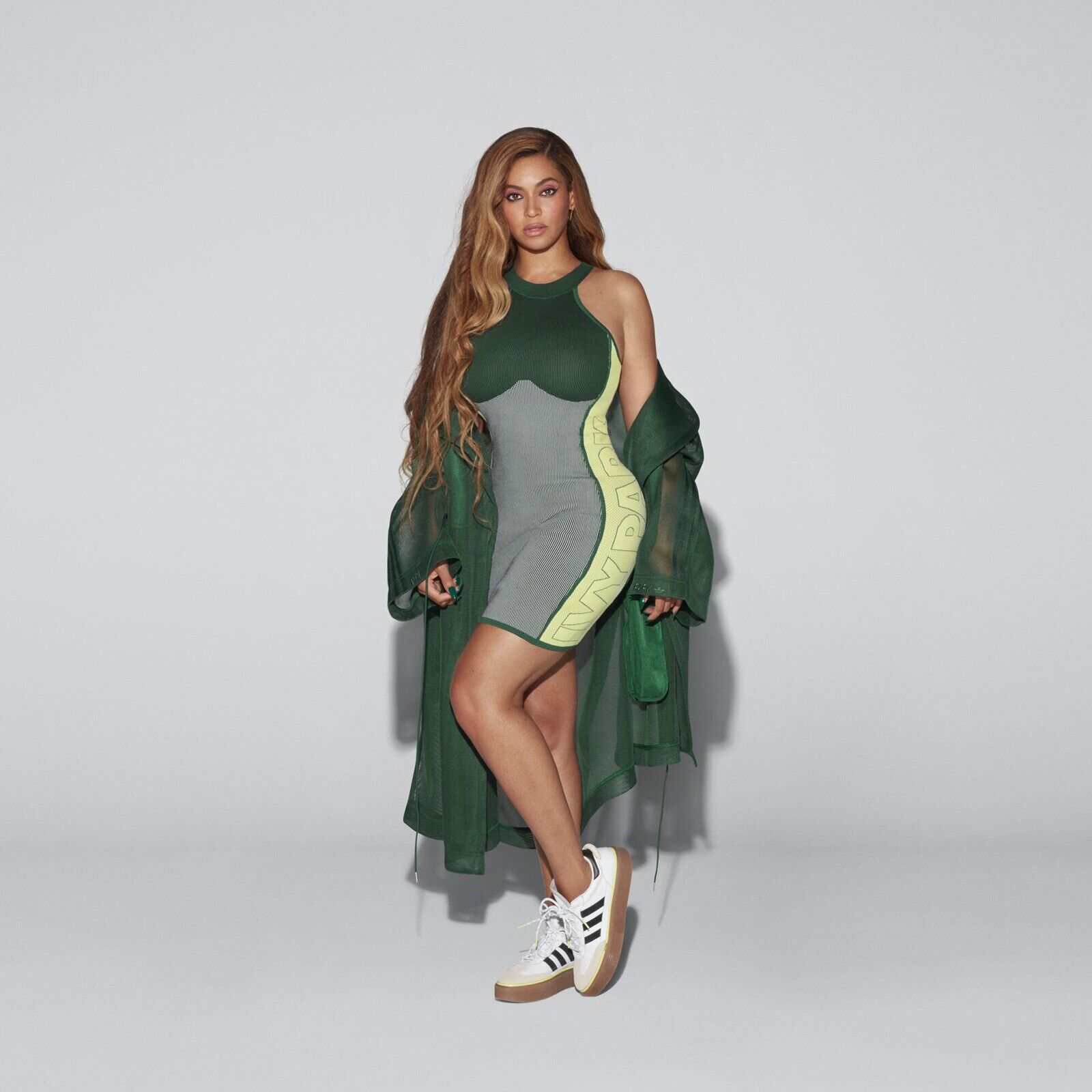 adidas Ivy Park Beyonce Knit Logo Mini Dress Bodycon Green Multiple Sizes  GR1459