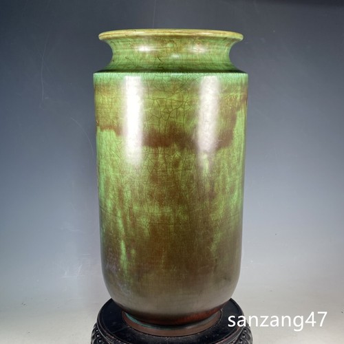 14.9" Antiquated song dynasty Porcelain jun kiln Fambe gilt lettering Brush Pot - Bild 7 von 9