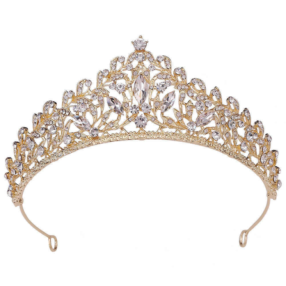 14cm Tall Gold Crystal Crown Tiara – Large, For Wedding, Prom, Or Queen Costume - View #2