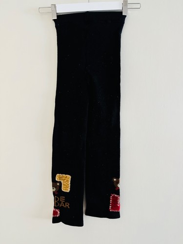 Girl's Bear Friend Thermal Wool Leggings, Black, M/L (13), Made in Japan - Picture 3 of 4