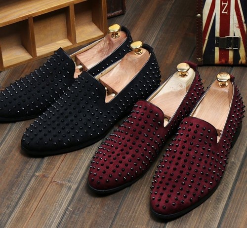 Fashion Mens Spike suede pointy Punk 