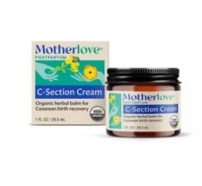Motherlove C-Section Cream, Organic Herbal Balm for Cesarean Scar Massage, 1 oz