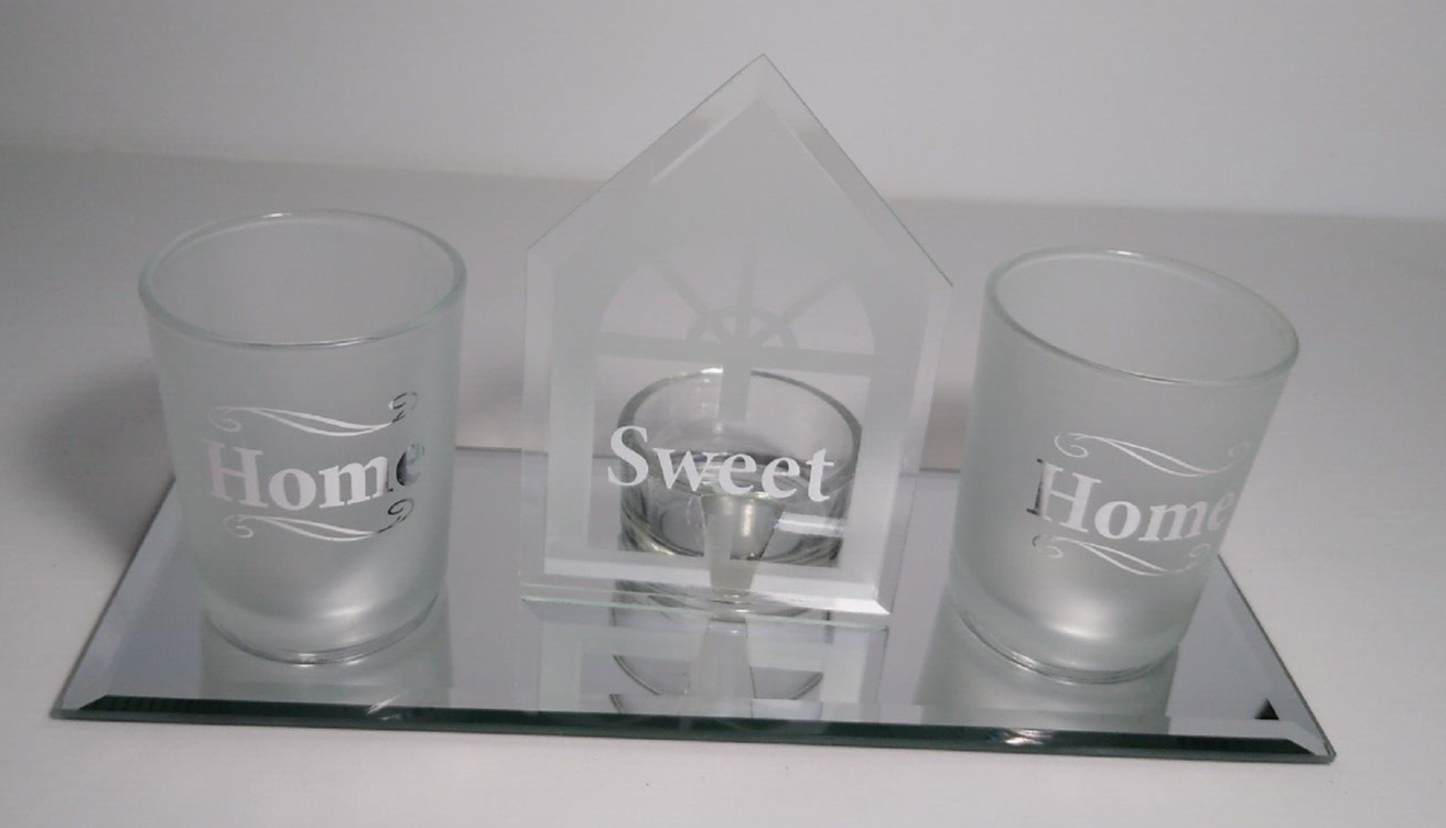 Sophia Elan Home Sweet Home 4pc Candle Holder Set Frosted Glass with