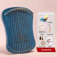 17 MetalStrings Mini Lyre Harp Mahogany Plate Keyboard Finger Piano With Tuning