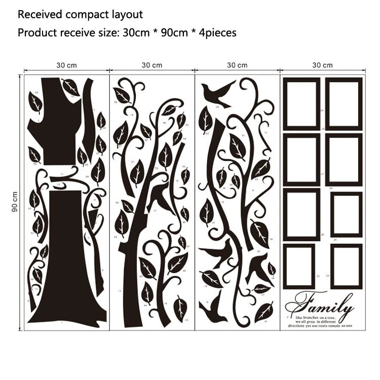 Black Vinyl Home Room Decor Art Tree Decals/Adhesive Family Bedroom Remove Mural - Image 4 of 4