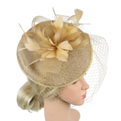 Women Vintage Feather Floral Fascinator Hat Wedding Tea  display picture 1