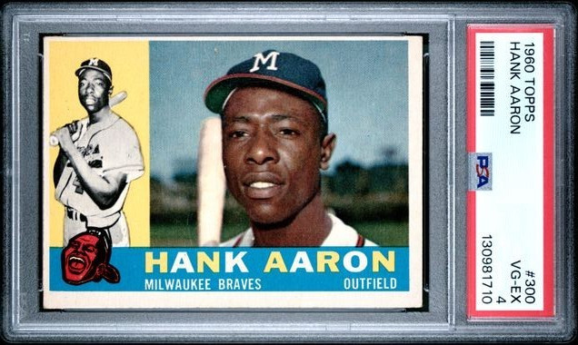 1960 Topps Hank Aaron #300 Milwaukee Braves Graded PSA 4 VG-EX