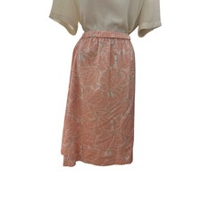 Vintage 80s Midi Pink and White Floral Skirt Medium/Large