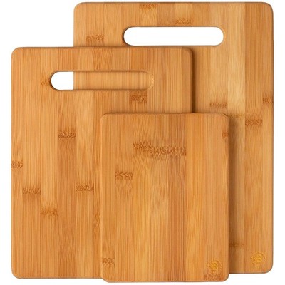 Set De 3 Tablas Madera Bambú Picar Cortar Para Cocina Quesos y Carne Charcuteria