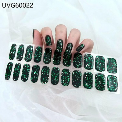16/20/22Tips Semi Cured Gel Nail Wraps Full Cover Manicure DIY Waterproof Long