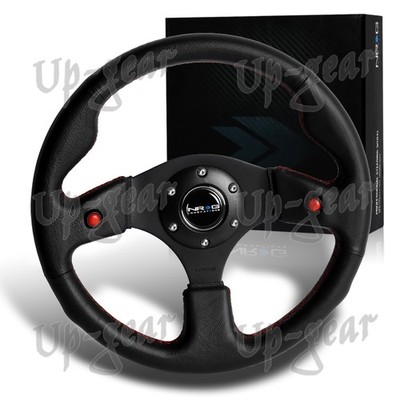 Black Leather with Dual Side Buttons NRG 13'' RST-007R Racing Steering Wheel