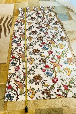 Scalamandre Custom Linen Drapes 4 Panels 50x108  Blackout Lined Birds Floral EUC