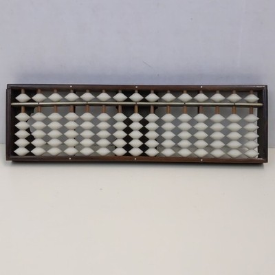 Vintage Chinese Plastic Abacus White Beads Counting Frame Math Tool Decor