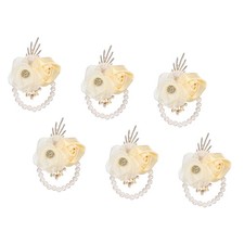 Rose Wrist Corsage, 6Pcs Wrist Corsage Bracelets Flower Wristlet, Apricot