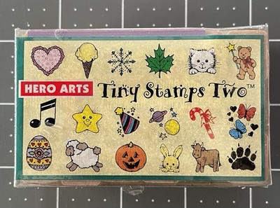 Hero Arts Mini TINY STAMPS TWO Rubber Stamps SET Vintage Miniature LL105 NEW
