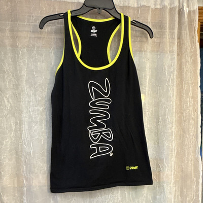 Zumba Wear Graphic Tank Women s XL Black/Yellow Scoop Neck Racerback