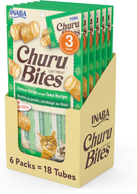 Churu Bites for Cats, Soft/Chewy Baked Chicken Wrapped Churu Filled Cat Treats w