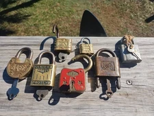 (7) Vintage Safe, Rex, Lockit, Protexu, Record, Chicago, Padlocks with Keys