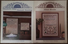2 Chester Co. Sampler Leaflets; Elizabeth Otley & Hannah Bunting; Zillah Monks