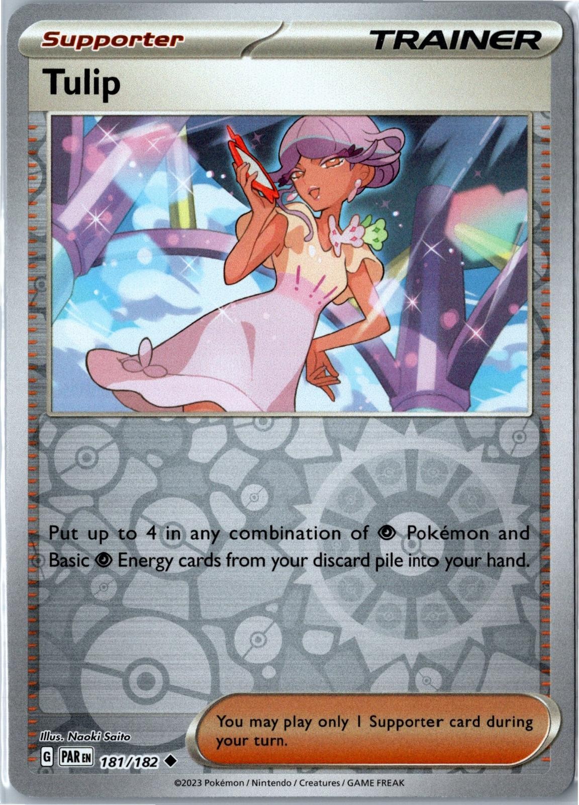 Pokemon Card - Tulip 181/182 Paradox Rift Uncommon Reverse Holo Near Mint