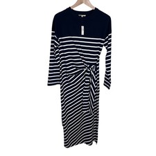 Madewell Side-Tie Knit Maxi Dress Stripe XXS Navy White NWT Cotton