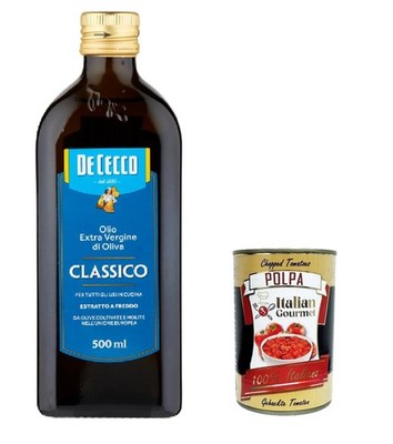 6x De Cecco Classico Natives Olivenöl Extra Olio Extra Vergine 500ml+Polpa 400g