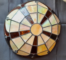 Tiffany Style Stained Glass Uplighter Lampshade Amber  Tones Mother of Pearl