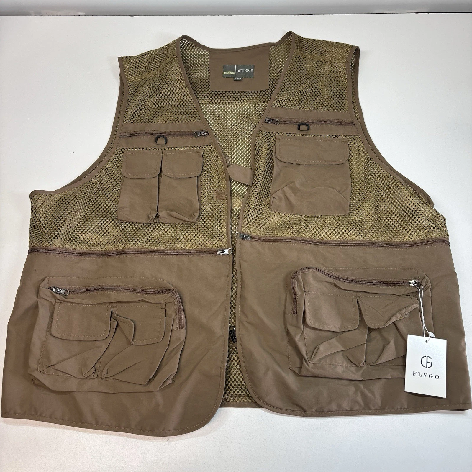 Men's Spanye Outdoor Multi Pocket Fishing Vest Mesh Outdoor Photography NWT 3XL