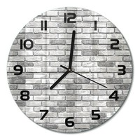 Glasuhr Glas-Wanduhr Ohne TickgeräUsche Backsteinwand Schwarze Zeiger Fi30 Cm
