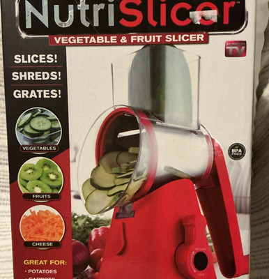 Emson NutriSlicer Red Vegetable Fruit Cheese Slicer 3 Stainless Steel Blades