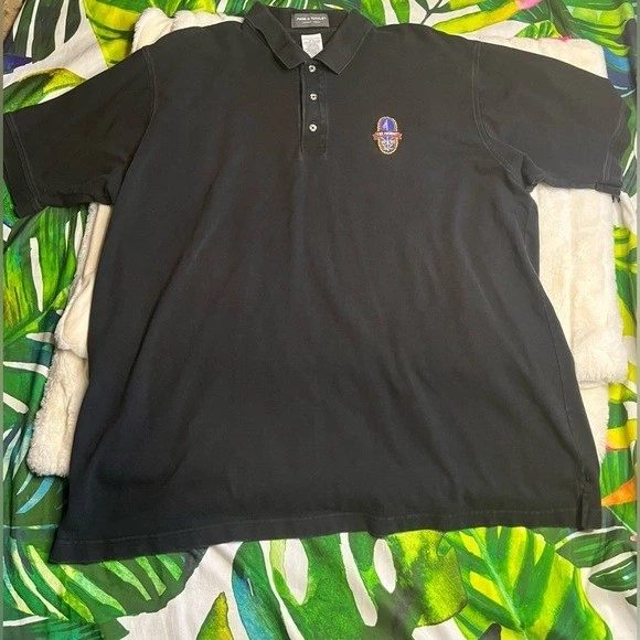 Polo vintage The Foundry Golf Club Page & Tuttle para hombre XXL negro con logotipo bordado Foto 3 de 4