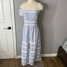 Gap Lace-Trim Maxi Dress, Blue Stripe, XL 832021