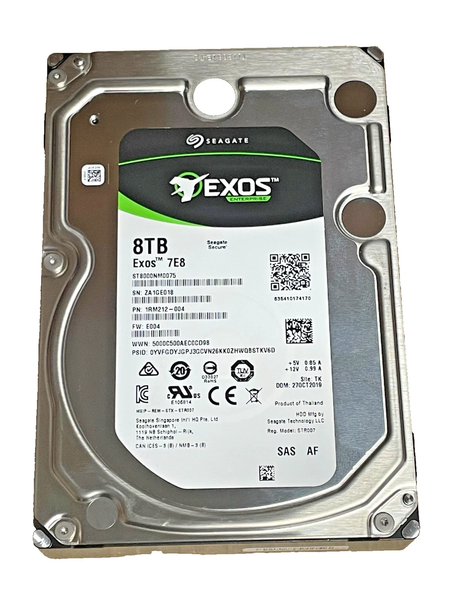 Seagate Exos 7E8 8TB SAS HDD ST8000NM0075 3.5" 90% Health No Caddy