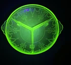 Vintage Anchor Hocking Cameo Ballerina Green Uranium 3 Footed Divided Dish