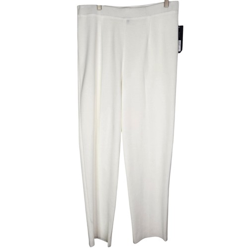 MISOOK Dress Pants Womens Large White Knit Pull On Elastic Waist Travel Work