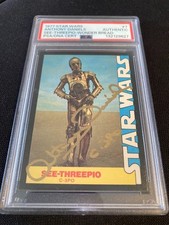1977 STAR WARS WONDER BREAD CARD #7 SEE-THREEPIO ANTHONY DANIELS SIGNED GOLD PSA