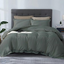 120x120 Duvet Cover Set 3 Piece Super King Plus 120" x 120" Dark Grey Solid