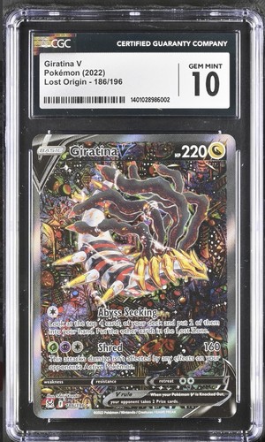 Giratina V 186/196 Alt Art Pokemon Lost Origin CGC 10