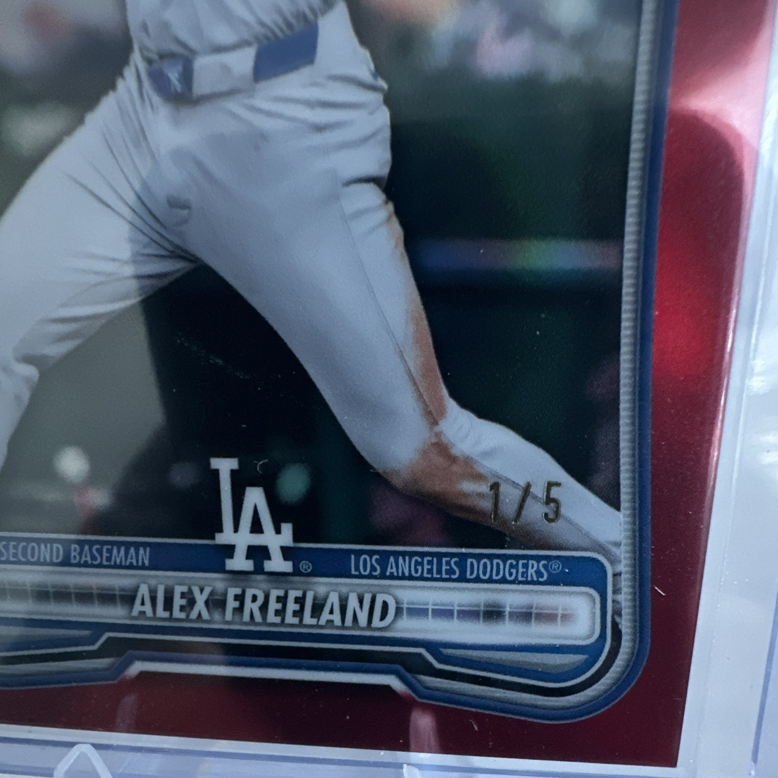 Bowman Chrome Alex Freeland RC Los Angeles Dodgers Serial Numbered 1/5 view 2