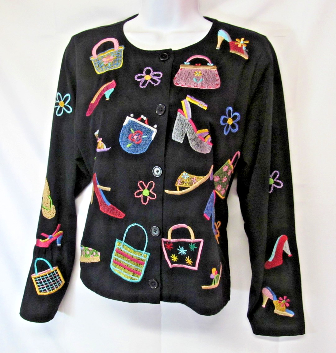 Michael Simon Lite Long Sleeve Embroidered Black … - image 1