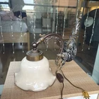 Vintage Art Nouveau Brass & Milk Glass shade Wall Light Lamp