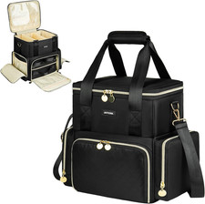 Extra Large Makeup Bag with 3 Removable Cases, Double Layers Travel Cosmetic Sto